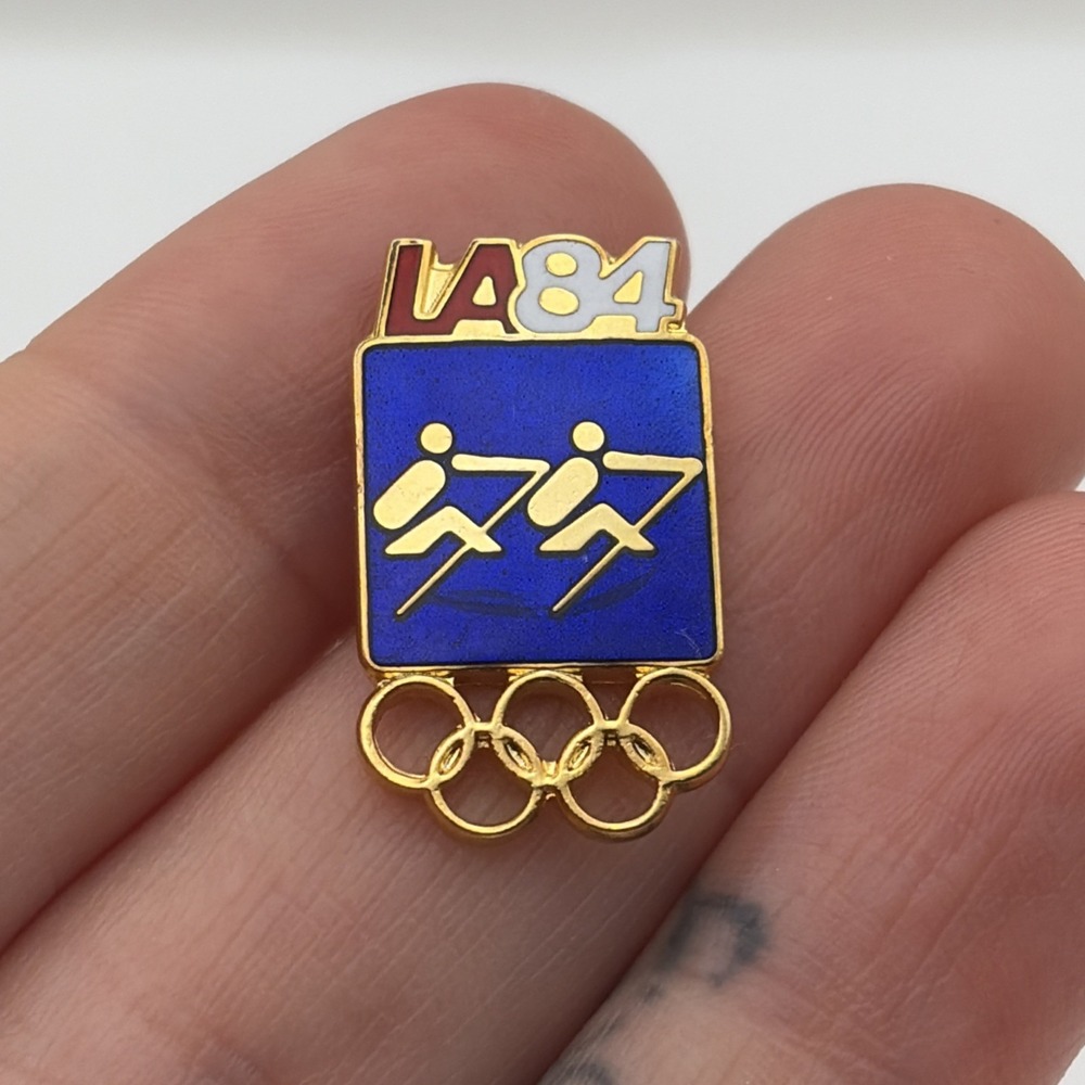 1984 Los‎ Angeles Olympics Rowing Event Lapel Hat Pin Blue
